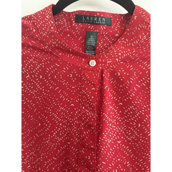 Lauren Ralph Lauren Red Tunic Blouse Women's Size 1X Classic Modest - Picture 3 of 5